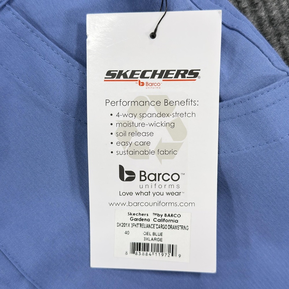 Skechers Reliance Cargo Scrub Pants Womens 3XL Ciel Blue Drawstring Stretch - Picture 6 of 13